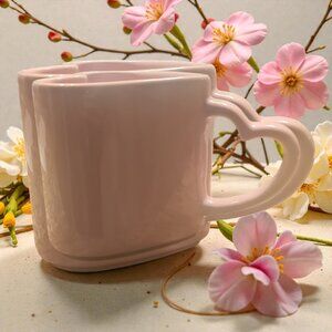 Pink Heart-Handle Ceramic Mug